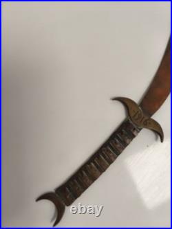 Coupe-papier ancien militaria 1916, grande lame courbe, finition aspect cuivre W