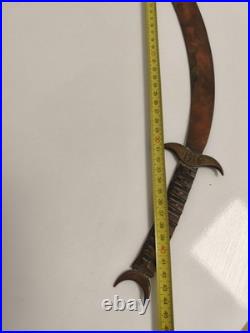 Coupe-papier ancien militaria 1916, grande lame courbe, finition aspect cuivre W