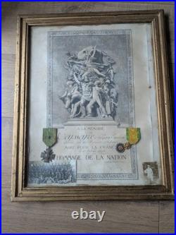 Diplôme Mort pour la France 1915 Croix de Guerre Photos Poilu 15e RI WW1