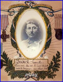 Diplôme avec médailles soldat 124éme + 114éme RI ww1