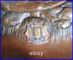 Double Encrier Patriotique Coq Terrassant aigle Guerre WW1 signé Auguste Bossu