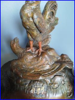 Double Encrier Patriotique Coq Terrassant aigle Guerre WW1 signé Auguste Bossu