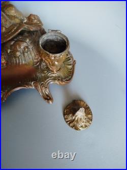 Double Encrier Patriotique Coq Terrassant aigle Guerre WW1 signé Auguste Bossu
