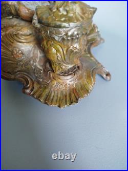 Double Encrier Patriotique Coq Terrassant aigle Guerre WW1 signé Auguste Bossu
