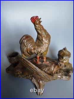 Double Encrier Patriotique Coq Terrassant aigle Guerre WW1 signé Auguste Bossu