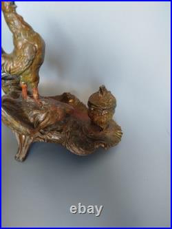 Double Encrier Patriotique Coq Terrassant aigle Guerre WW1 signé Auguste Bossu