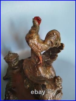 Double Encrier Patriotique Coq Terrassant aigle Guerre WW1 signé Auguste Bossu