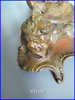 Double Encrier Patriotique Coq Terrassant aigle Guerre WW1 signé Auguste Bossu