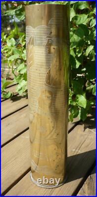 Douille d'obus gravée Femme Joffre Albert 1er