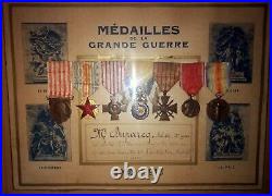 Ensemble Caporal Duparc 67éme régiment d'infanterie 2 Diplômes avec 7 médailles