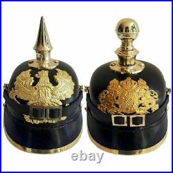 Ensemble De 2 Pcs WW2 Allemand Pickelhaube Cuir Officer Casque WW1 Casque