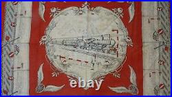 Foulard mouchoir d'instruction pour CHEMINS de FER, trains original vers 1900