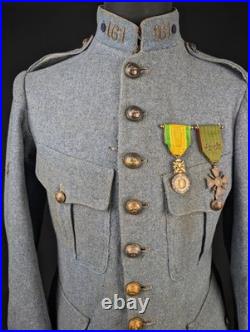 France Vareuse Sous-officier Adjudant 1 Cie 161 RI Infanterie Mod 14 Ww1 Poilu