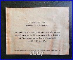 General De Gaulle Carton D Invitation 50 Eme De Verdun 14-18 Douaumont