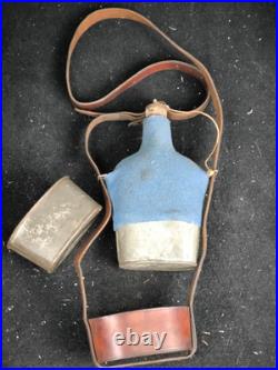 Gourde bidon 1884 1 L cavalerie légère cuir fauve fragilité gobelet bouchon ww1