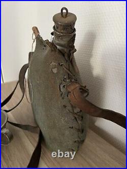 Gourde bidon mdl 1877 WW1 housse bleu horizon poilu tranchée casque cartouchière