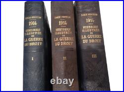 Guerre 14/18. Emile Hinzelin. Histoire illustrée de la guerre du droit. 3/3 vols