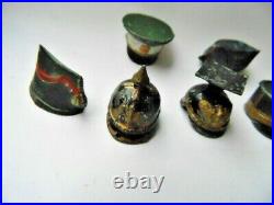 Guerre 14-18 Lot De 9 Coiffes Miniatures En Metal / Artisanat Militaire 14-18
