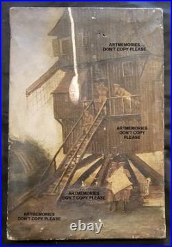 Guerre 1916 h/toile Poste observation Anglais dans les Flandres Militaire signé