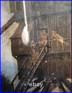 Guerre 1916 h/toile Poste observation Anglais dans les Flandres Militaire signé