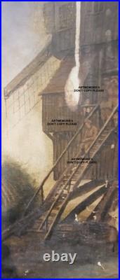 Guerre 1916 h/toile Poste observation Anglais dans les Flandres Militaire signé