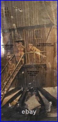 Guerre 1916 h/toile Poste observation Anglais dans les Flandres Militaire signé