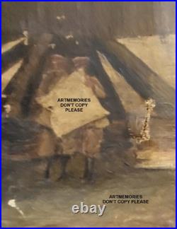 Guerre 1916 h/toile Poste observation Anglais dans les Flandres Militaire signé