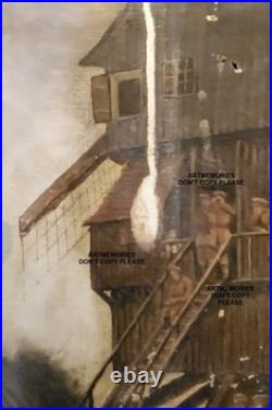 Guerre 1916 h/toile Poste observation Anglais dans les Flandres Militaire signé