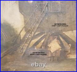 Guerre 1916 h/toile Poste observation Anglais dans les Flandres Militaire signé