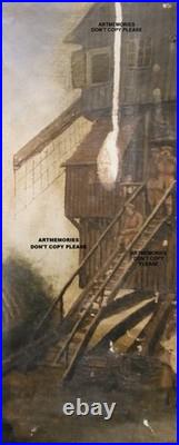 Guerre 1916 h/toile Poste observation Anglais dans les Flandres Militaire signé