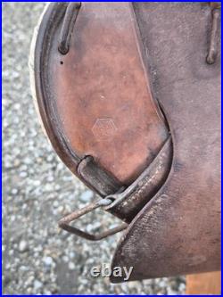 Harnachement 1874 superbe selle 6 rivets datée 1915 cuir fauve cavalerie ww1