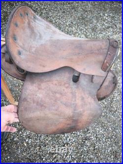 Harnachement 1874 superbe selle 6 rivets datée 1915 cuir fauve cavalerie ww1