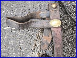 Harnachement tête 1874 bride filet licol longe cuir fauve officier cavalerie ww1