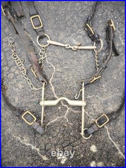 Harnachement tête 1874 bride filet licol longe cuir fauve officier cavalerie ww1