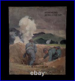 Huile sur toile 1917 Jules Grün, armée 1ere guerre mondiale militaires 1st war