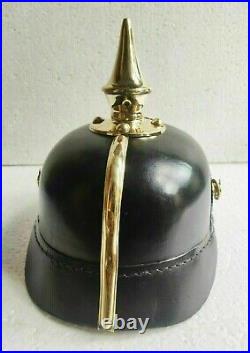 Impérial Chapeau Prussien Cuir Pickelhaube Officer Laiton Pointe Allemand Casque