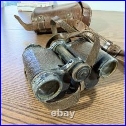 Jumelles militaires françaises WW1 Huet & Cie Paris avec étui cuir d'origine 14s