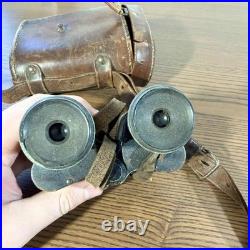 Jumelles militaires françaises WW1 Huet & Cie Paris avec étui cuir d'origine 14s