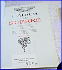 Livre L'Album de la guerre 1914-1918 demi reliure cuir rouge tissus beige 2 tome
