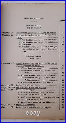 Livre Militaire 1928 GAZ DE COMBAT Allemands et Français Cours Ecole Artillerie