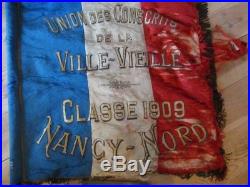 Lorraine Rare Drapeau Banniere + Photo Conscrit Ville Vieille Nancy 1909 88x84