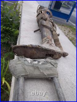 Lot Jambe articulée prothèse de guerre 14/18 (WW1) + béquille équipement militai