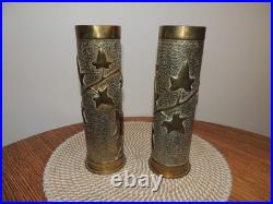 Lot de 2 vases en douilles d'obus 1916 Art des tranchées -1ére Guerre mondiale