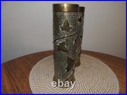 Lot de 2 vases en douilles d'obus 1916 Art des tranchées -1ére Guerre mondiale
