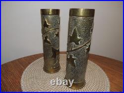Lot de 2 vases en douilles d'obus 1916 Art des tranchées -1ére Guerre mondiale