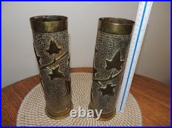 Lot de 2 vases en douilles d'obus 1916 Art des tranchées -1ére Guerre mondiale