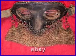 Maque facial tankiste anglais / artillerie spéciale France ww1 cuir métal maille