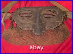 Maque facial tankiste anglais / artillerie spéciale France ww1 cuir métal maille