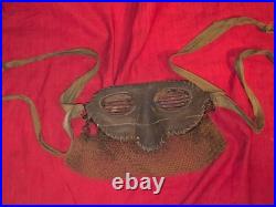 Maque facial tankiste anglais / artillerie spéciale France ww1 cuir métal maille