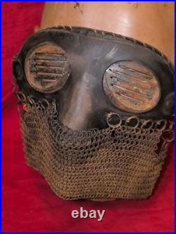 Maque facial tankiste anglais / artillerie spéciale France ww1 cuir métal maille